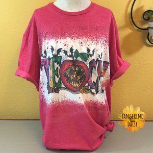 NEW ADULT UNISEX LARGE Handmade "TEACH Apple" Tee